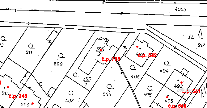 Poděbrady II 765, Poděbrady na parcele st. 505/2 v KÚ Poděbrady, Katastrální mapa