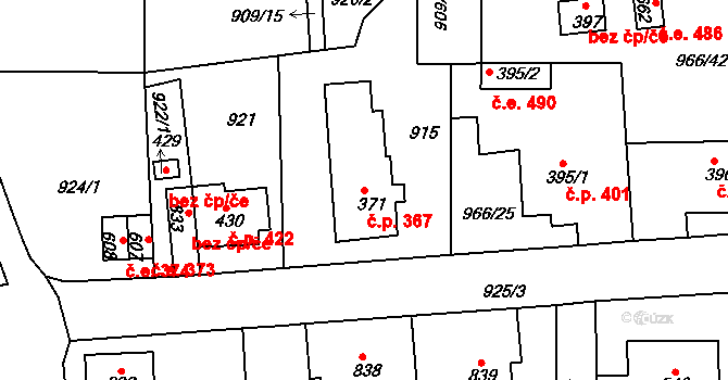 Bohosudov 367, Krupka na parcele st. 371 v KÚ Bohosudov, Katastrální mapa