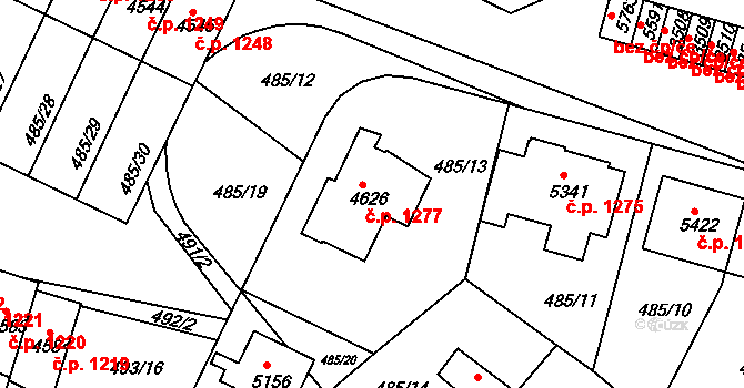 Horka-Domky 1277, Třebíč na parcele st. 4626 v KÚ Třebíč, Katastrální mapa