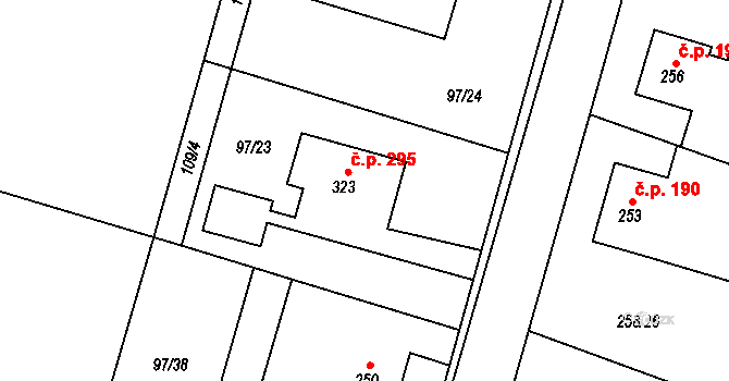 Václavovice 295 na parcele st. 323 v KÚ Václavovice u Frýdku-Místku, Katastrální mapa