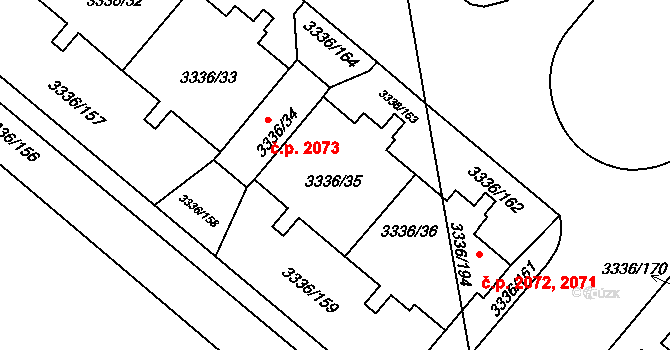 Chodov 2071,2072, Praha na parcele st. 3336/35 v KÚ Chodov, Katastrální mapa