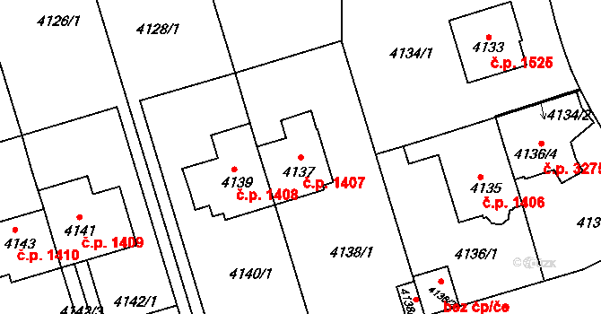 Smíchov 1407, Praha na parcele st. 4137 v KÚ Smíchov, Katastrální mapa
