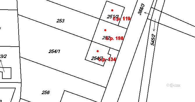 Sedlec 134, Praha na parcele st. 254/2 v KÚ Sedlec, Katastrální mapa