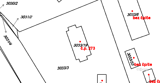 Příbram I 273, Příbram na parcele st. 3033/19 v KÚ Příbram, Katastrální mapa