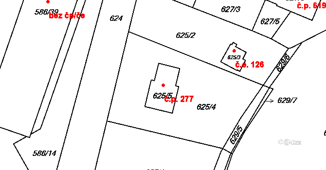 Poříčí 277, Boršov nad Vltavou na parcele st. 625/5 v KÚ Boršov nad Vltavou, Katastrální mapa