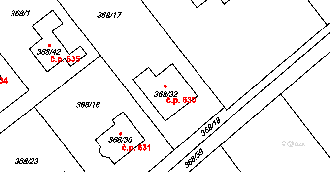 Krmelín 630 na parcele st. 368/32 v KÚ Krmelín, Katastrální mapa