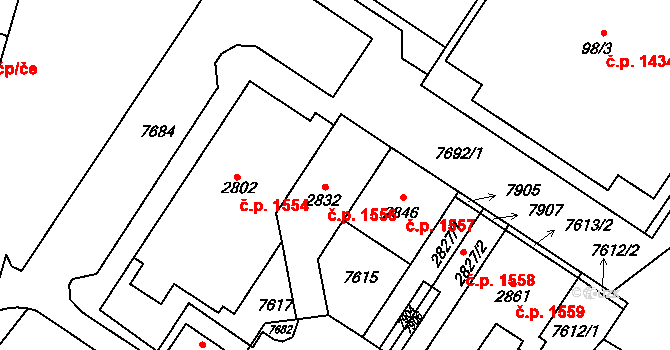 Napajedla 1556 na parcele st. 2832 v KÚ Napajedla, Katastrální mapa