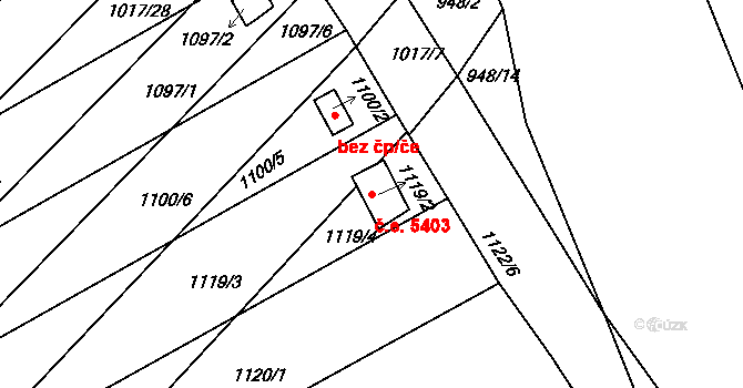 Pokratice 5403, Litoměřice na parcele st. 1119/2 v KÚ Pokratice, Katastrální mapa