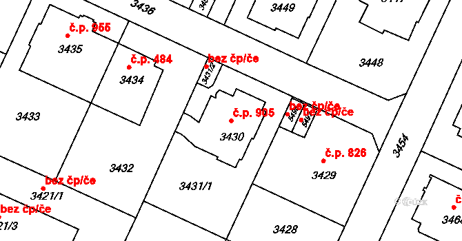 Předměstí 905, Litoměřice na parcele st. 3430 v KÚ Litoměřice, Katastrální mapa