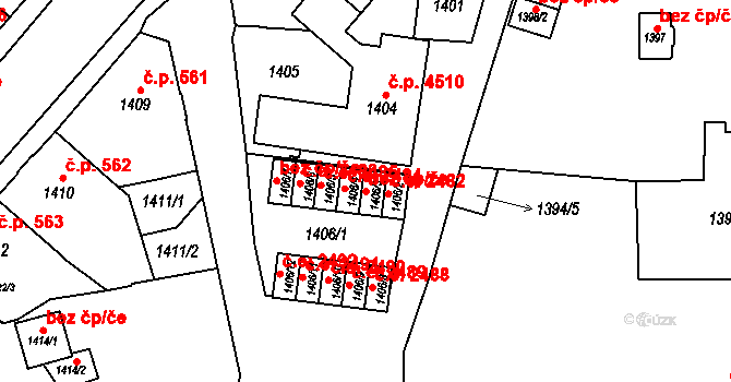 Jihlava 38662698 na parcele st. 1406/3 v KÚ Jihlava, Katastrální mapa