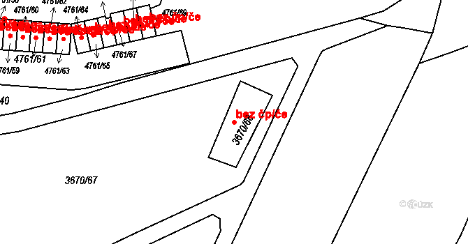 Jirkov 39078698 na parcele st. 3670/68 v KÚ Jirkov, Katastrální mapa