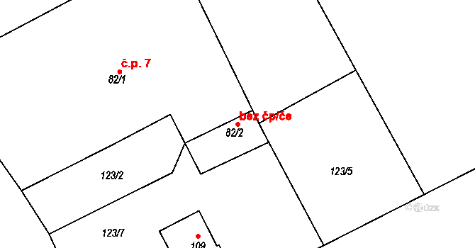Sedlec-Prčice 39356698 na parcele st. 82/2 v KÚ Měšetice, Katastrální mapa