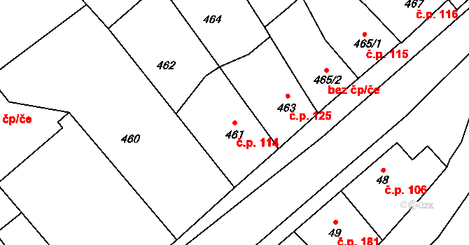 Dolní Ves 114, Fryšták na parcele st. 461 v KÚ Dolní Ves, Katastrální mapa