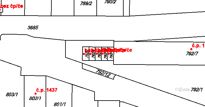 Praha 40437698 na parcele st. 792/10 v KÚ Břevnov, Katastrální mapa