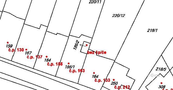 Uherské Hradiště 40628698 na parcele st. 186/2 v KÚ Sady, Katastrální mapa
