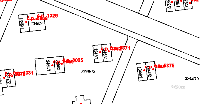Zlín 1332 na parcele st. 1345/1 v KÚ Zlín, Katastrální mapa