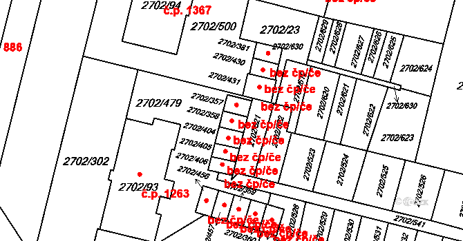 Opava 43799698 na parcele st. 2702/358 v KÚ Opava-Předměstí, Katastrální mapa