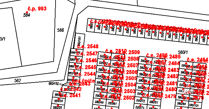 Bludovice 2510, Havířov na parcele st. 580/53 v KÚ Bludovice, Katastrální mapa