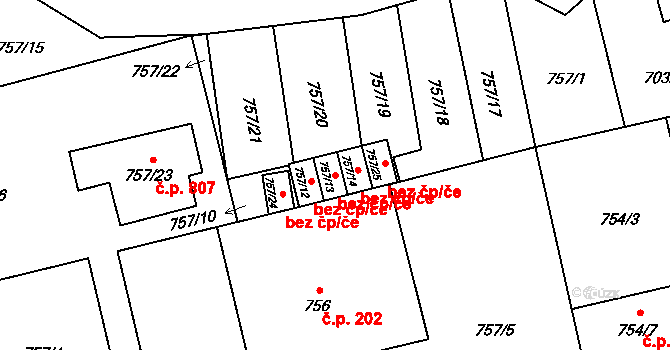 Hronov 44667698 na parcele st. 757/13 v KÚ Hronov, Katastrální mapa