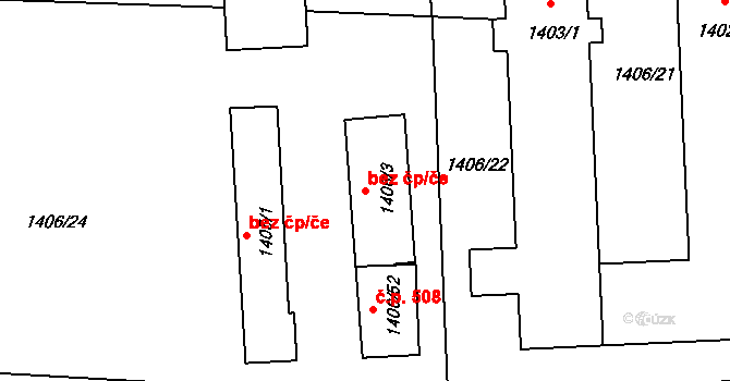 Valašské Meziříčí 45668698 na parcele st. 1406/3 v KÚ Křivé, Katastrální mapa