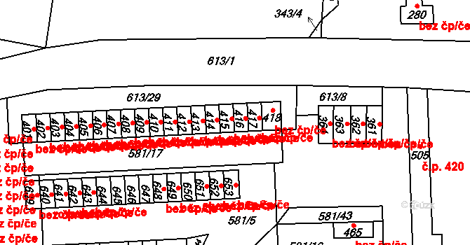 Bohušovice nad Ohří 47630698 na parcele st. 415 v KÚ Bohušovice nad Ohří, Katastrální mapa