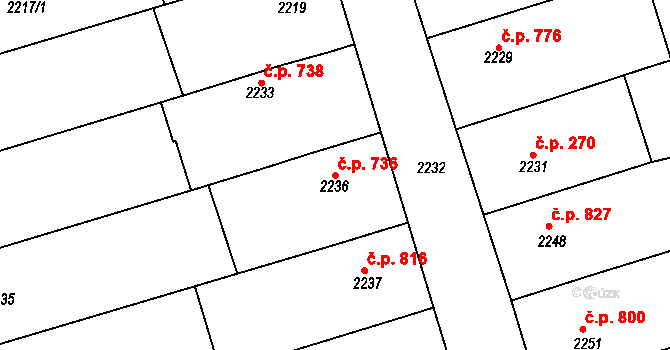Nivnice 736 na parcele st. 2236 v KÚ Nivnice, Katastrální mapa