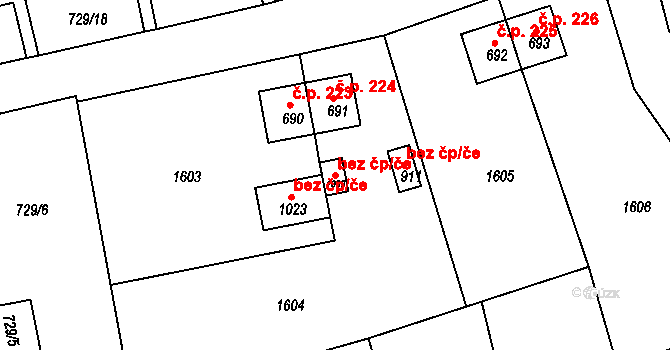 Děčín 48706698 na parcele st. 1039 v KÚ Bynov, Katastrální mapa