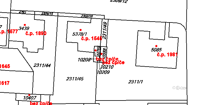 Pardubice 49099698 na parcele st. 10588 v KÚ Pardubice, Katastrální mapa
