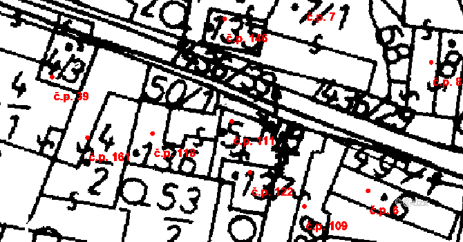 Bernartice 111 na parcele st. 5 v KÚ Bernartice u Milevska, Katastrální mapa