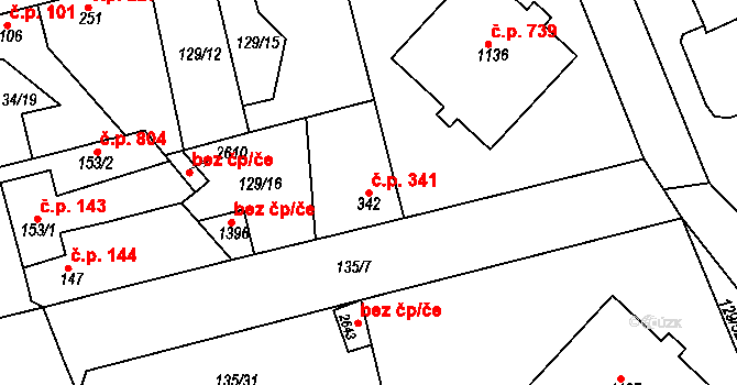 Lobeček 341, Kralupy nad Vltavou na parcele st. 342 v KÚ Lobeček, Katastrální mapa