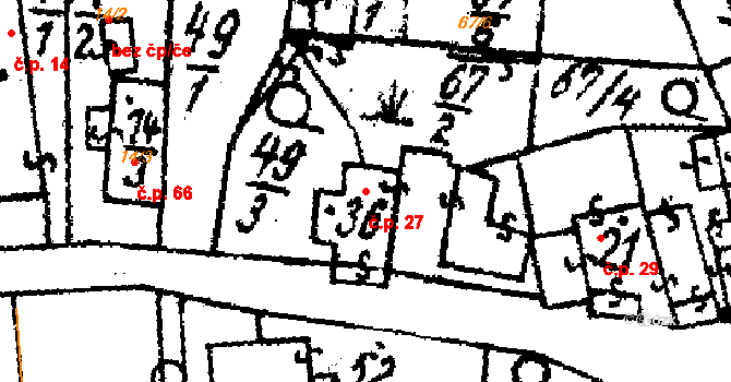 Březí 27, Žinkovy na parcele st. 36 v KÚ Březí u Žinkov, Katastrální mapa