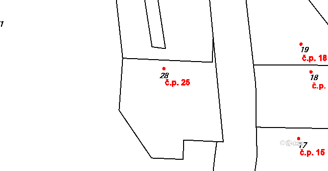Tupesy 25, Přelouč na parcele st. 28 v KÚ Tupesy u Přelouče, Katastrální mapa