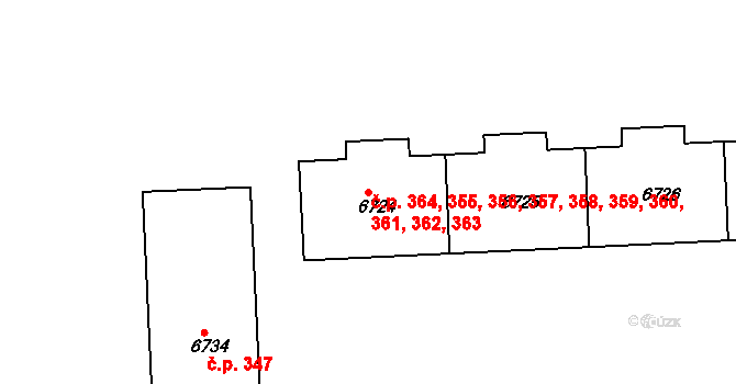 Polabiny 355,356,357,358,359,, Pardubice na parcele st. 6724 v KÚ Pardubice, Katastrální mapa