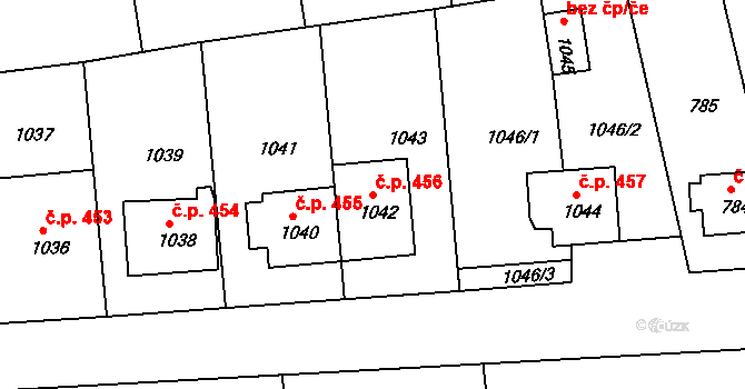 Velké Opatovice 456 na parcele st. 1042 v KÚ Velké Opatovice, Katastrální mapa