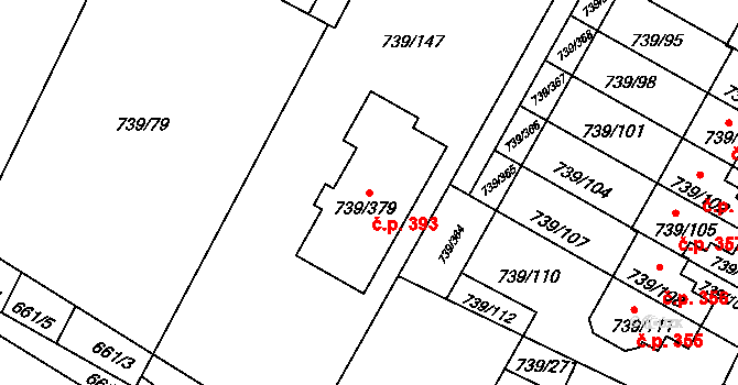 Proskovice 393, Ostrava na parcele st. 739/379 v KÚ Proskovice, Katastrální mapa