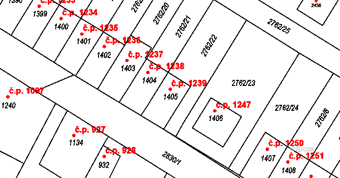 Bystřice pod Hostýnem 1239 na parcele st. 1405 v KÚ Bystřice pod Hostýnem, Katastrální mapa