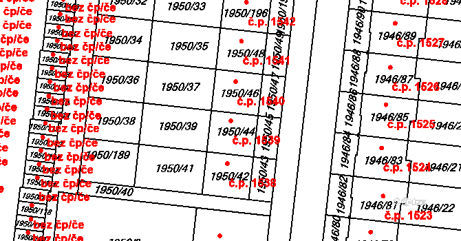 Holešov 1539 na parcele st. 1950/44 v KÚ Holešov, Katastrální mapa