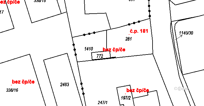 Kvasiny 105888699 na parcele st. 772 v KÚ Kvasiny, Katastrální mapa