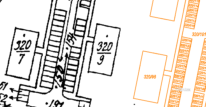Vlkýš 383, Heřmanova Huť na parcele st. 320/9 v KÚ Vlkýš, Katastrální mapa