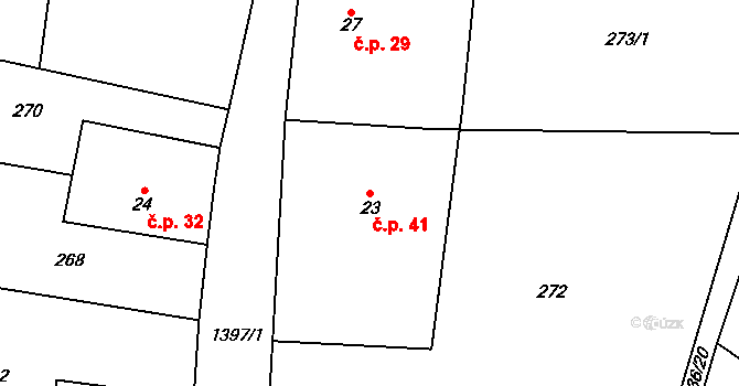 Polipsy 41, Čestín na parcele st. 23 v KÚ Polipsy, Katastrální mapa