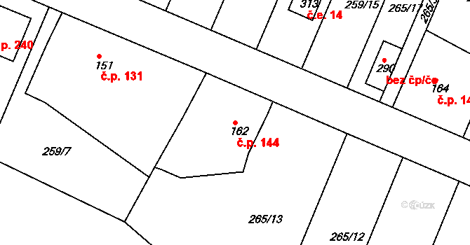 Ejpovice 144 na parcele st. 162 v KÚ Ejpovice, Katastrální mapa