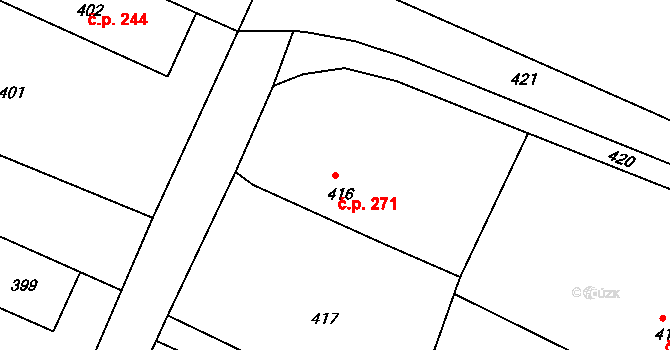 Žandov 271 na parcele st. 416 v KÚ Žandov u České Lípy, Katastrální mapa