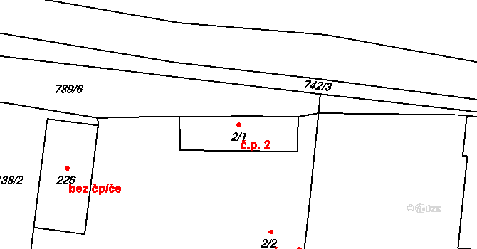 Kunětice 2 na parcele st. 2/1 v KÚ Kunětice, Katastrální mapa