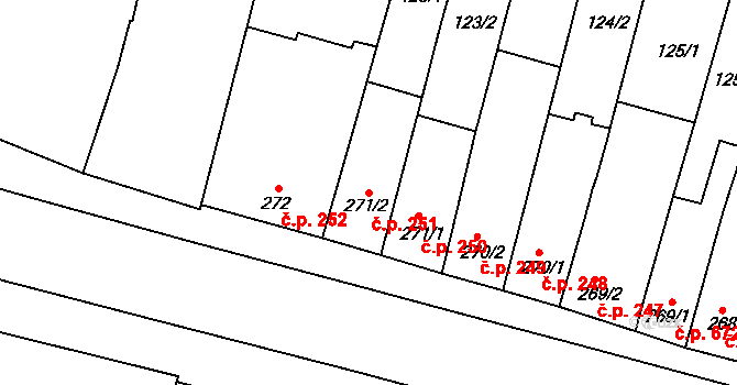 Kyjov 251 na parcele st. 271/2 v KÚ Kyjov, Katastrální mapa