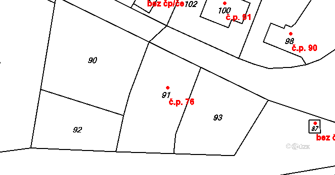 Ondřejov 76, Rýmařov na parcele st. 91 v KÚ Ondřejov u Rýmařova, Katastrální mapa