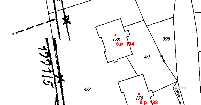 Horní Václavov 134, Václavov u Bruntálu na parcele st. 178 v KÚ Horní Václavov, Katastrální mapa