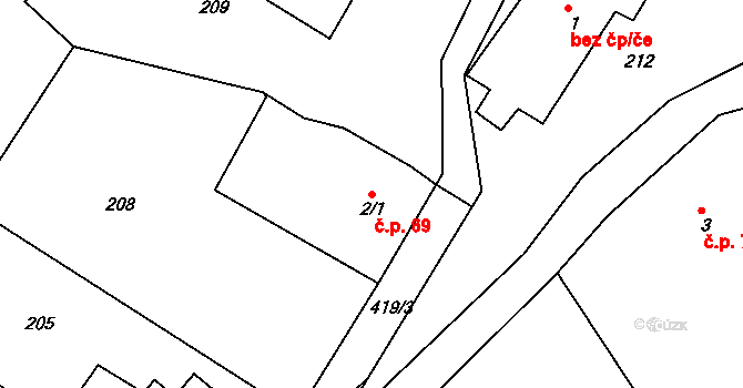 Dolní Malá Úpa 69, Malá Úpa na parcele st. 2/1 v KÚ Dolní Malá Úpa, Katastrální mapa