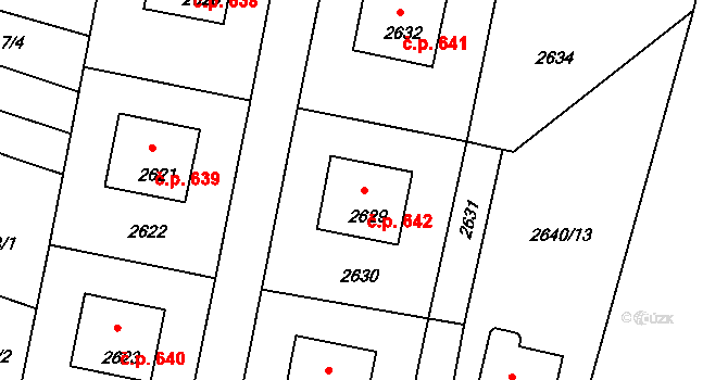 Mimoň I 642, Mimoň na parcele st. 2629 v KÚ Mimoň, Katastrální mapa