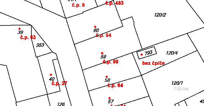 Litol 59, Lysá nad Labem na parcele st. 59 v KÚ Litol, Katastrální mapa