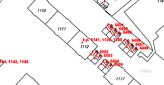 Kadaň 1139,1140,1141 na parcele st. 1112 v KÚ Kadaň, Katastrální mapa
